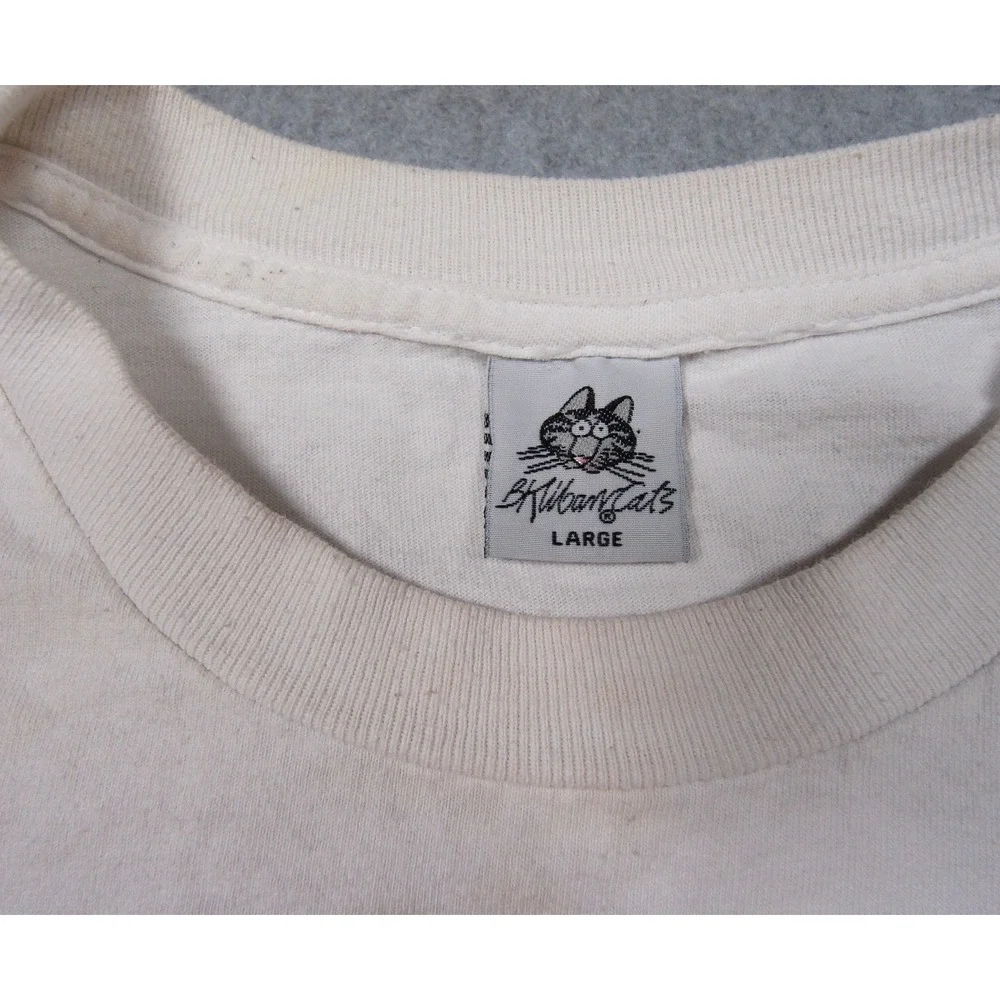 Vintage B Kliban Shirt Mens Large White Cat Graphic Tee Sushi Hawaii Adult